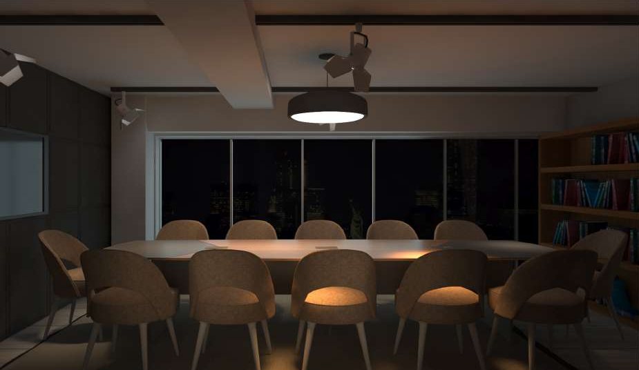Boardroom meeting table at night