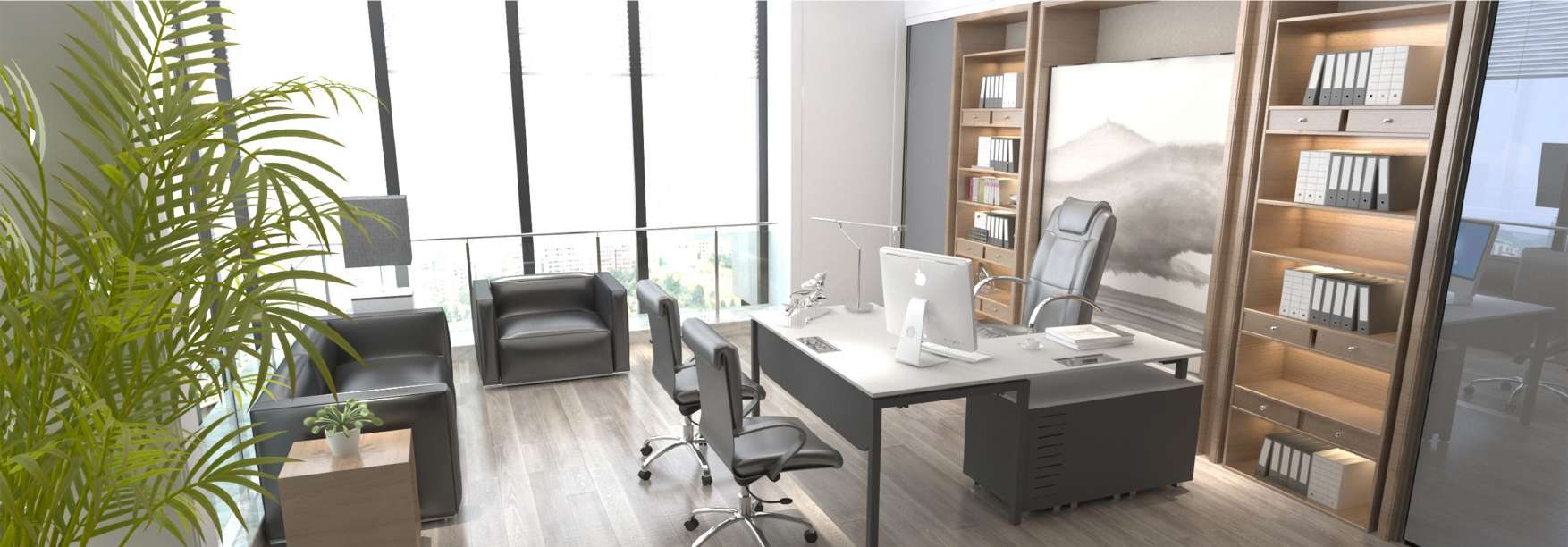 Executive office desk setup